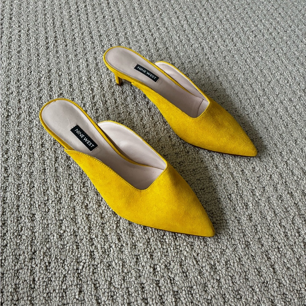 Nine West Bright Yellow Suede Mules